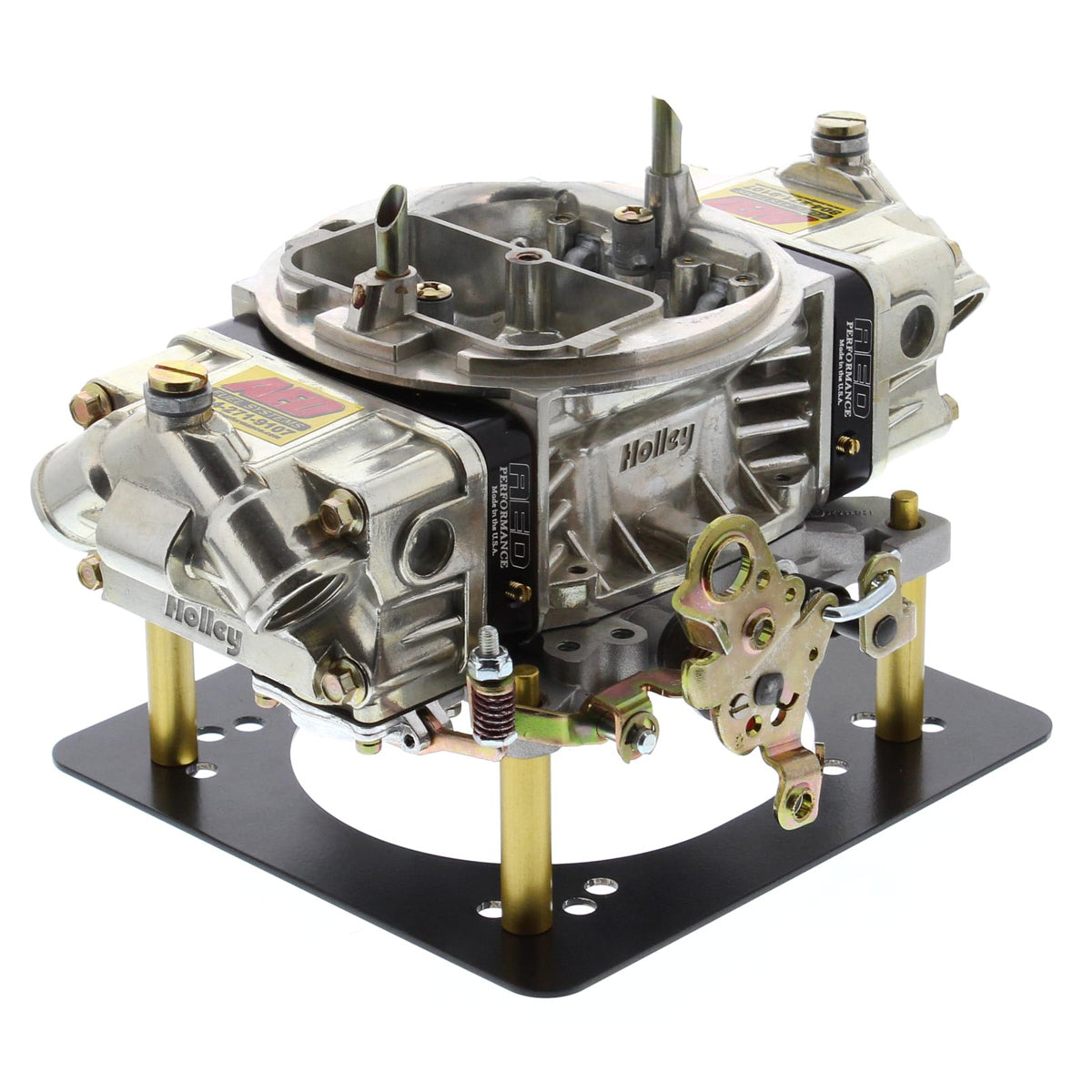 AED HO Series 750 CFM 4-Barrel Carburetor - Square Bore - No Choke - Mechanical Secondary - Dual Inlet - Black/Chromate