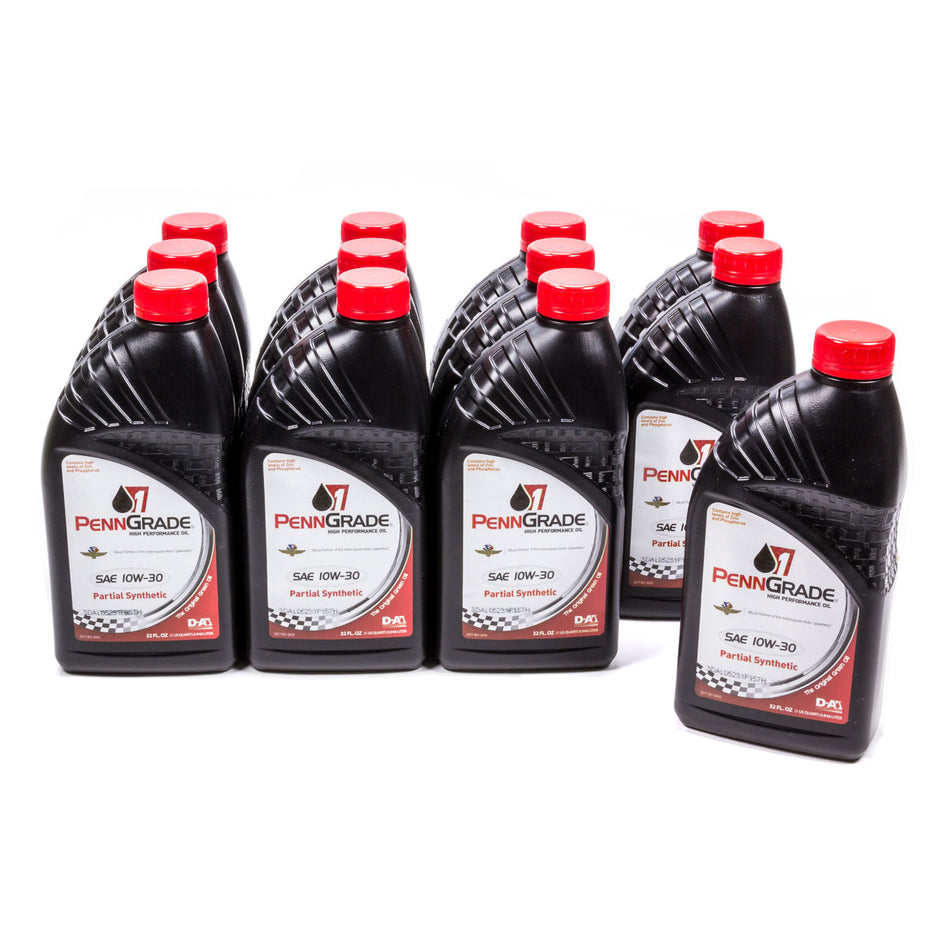 PennGrade 1® Partial Synthetic SAE 10W-30 High Performance Oil - Case of 12 - 1 Quart Bottles