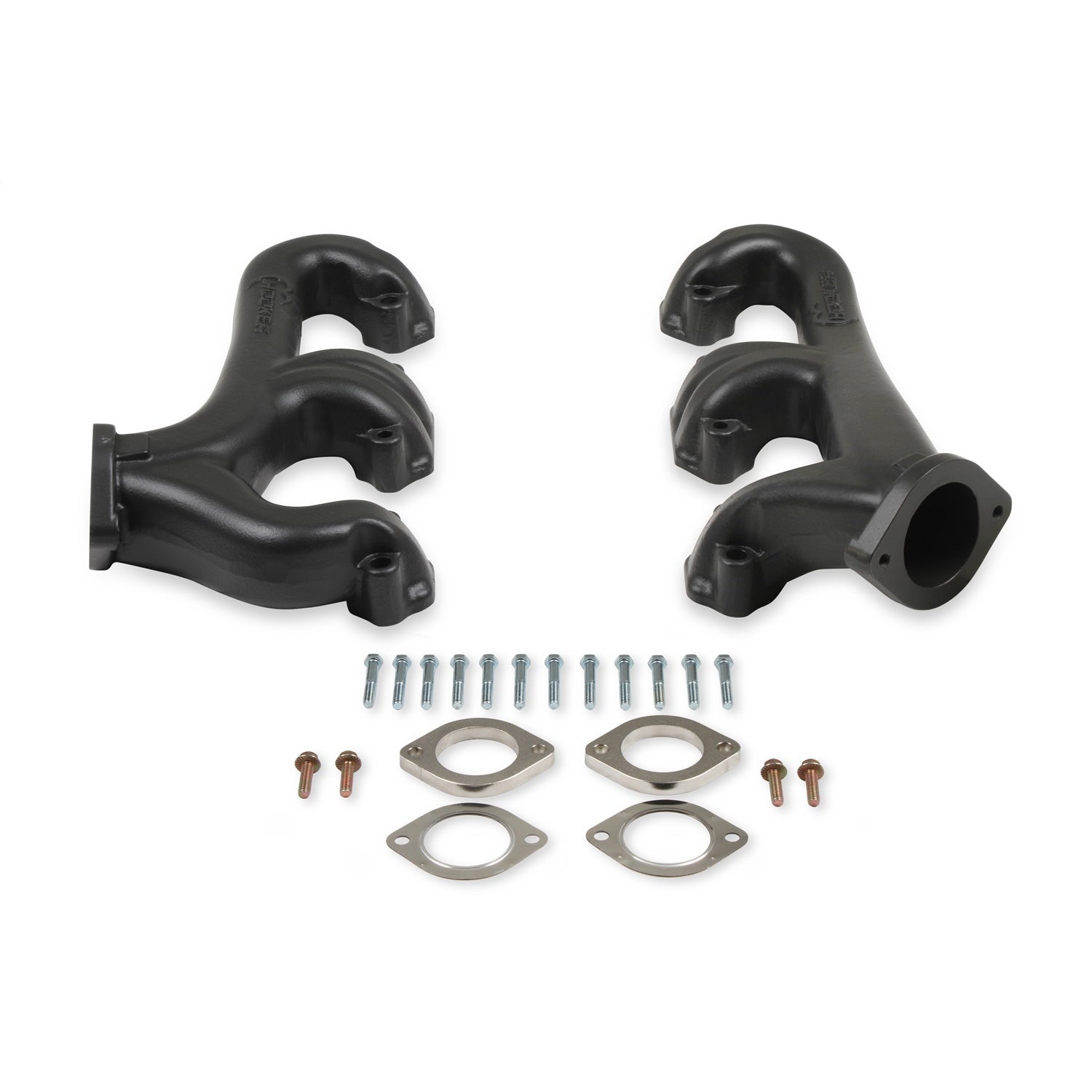 Hooker Exhaust Manifold - 2-1/2 in Outlet - Raised D Port - Black Ceramic - Small Block Chevy (Pair)