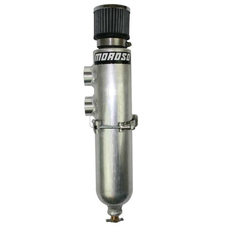 Moroso Breather Tank - 3 in Diameter x 17 in Tall - Dual 16 AN Female Inlet - Petcock Drain