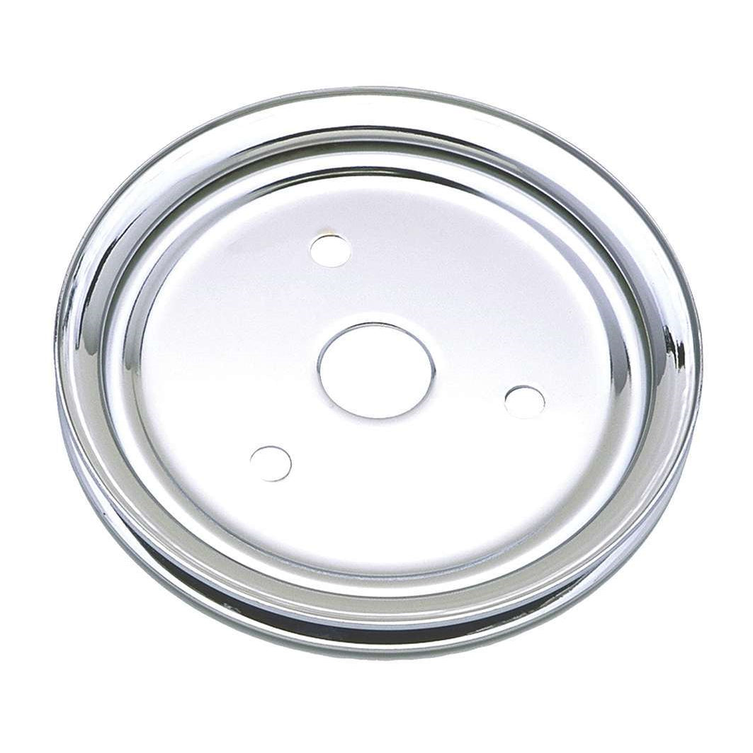 Trans-Dapt V-Belt Crankshaft Pulley - 1 Groove - 6.800 in Diameter - Chrome - Short Water Pump - Small Block Chevy
