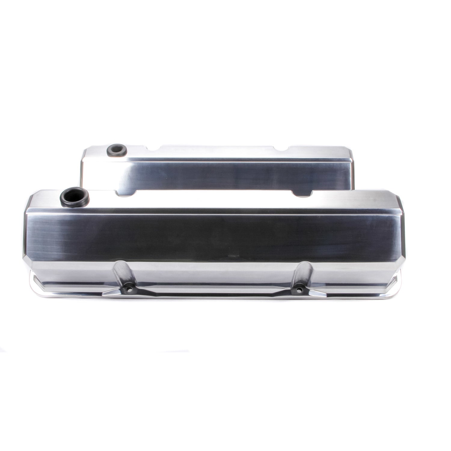 Proform Slant-Edge Tall Valve Cover - Baffled - Breather Hole - Polished - Small Block Chevy - Pair