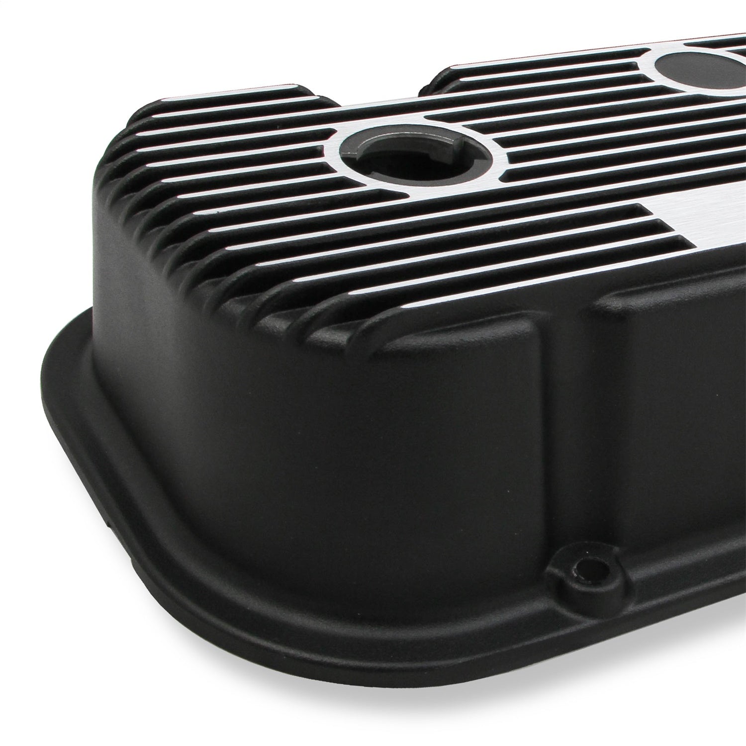 Holley M/T Short Valve Cover - M/T Logo - Black Wrinkle Paint - Big Block Chevy - Pair