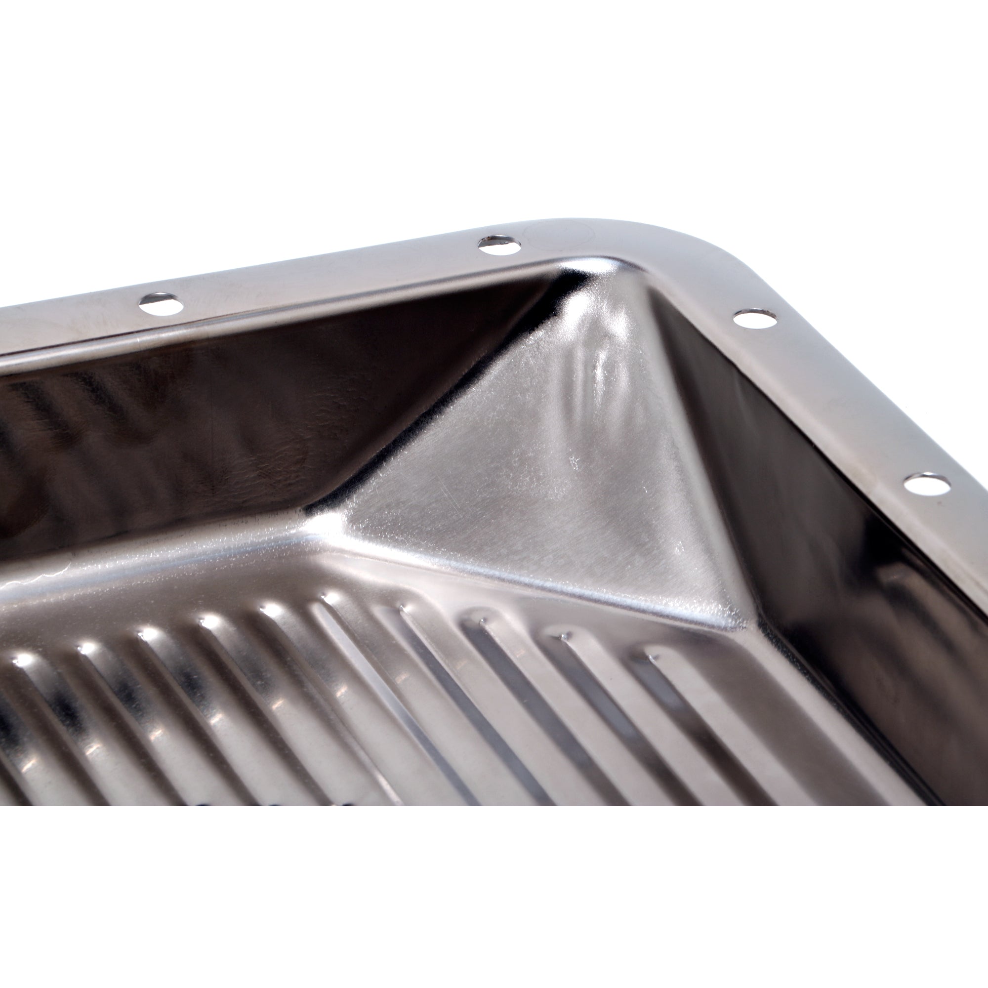 Trans-Dapt Transmission Pan - Finned - Steel - Chrome - C6