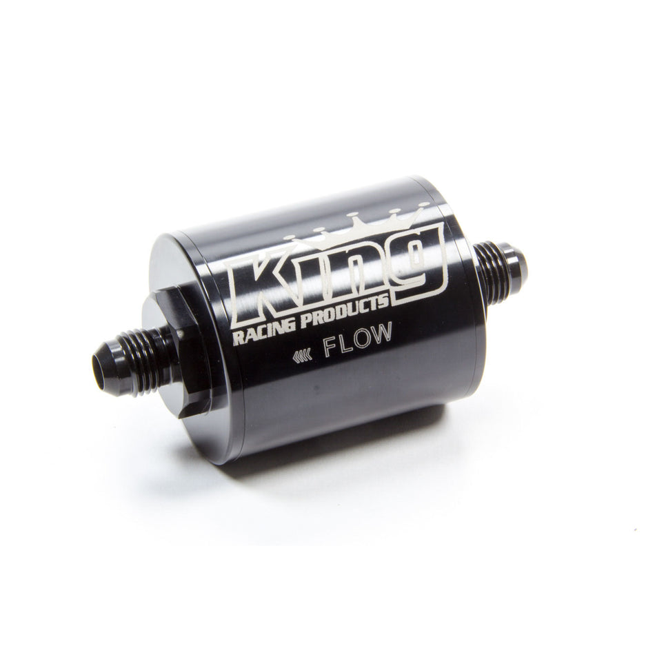 King Racing Products Inline Fuel Filter 70 Micron Stainless Element 6 AN Male Inlet/Outlet - Aluminum