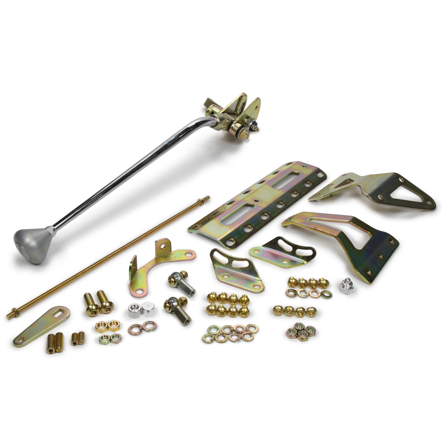 Lokar Nostalgia Shifter - Automatic - Transmission Mount - 16" Stick - Brushed Aluminum Mushroom Knob - 700R4