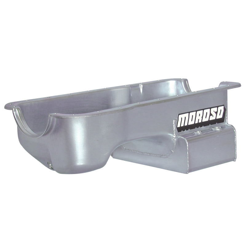 Moroso Drag/Road Race Engine Oil Pan - Rear Sump - 7 qt - 7.500" Deep - Baffled - Steel - Zinc Oxide - Small Block Ford