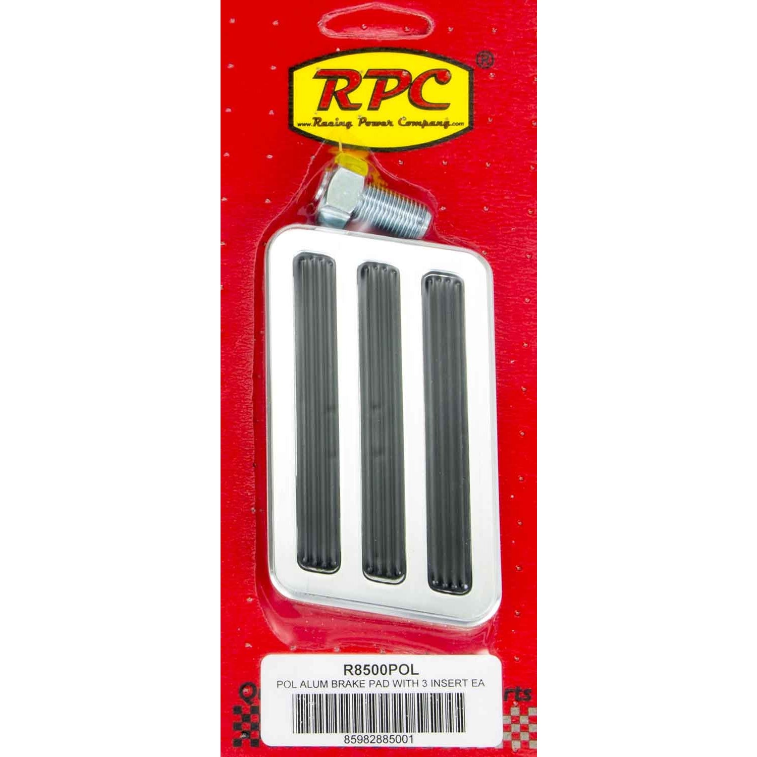 Racing Power Brake Pedal Pad 4-3/4" Wide x 2-1/2" Tall Aluminum Polished - Each