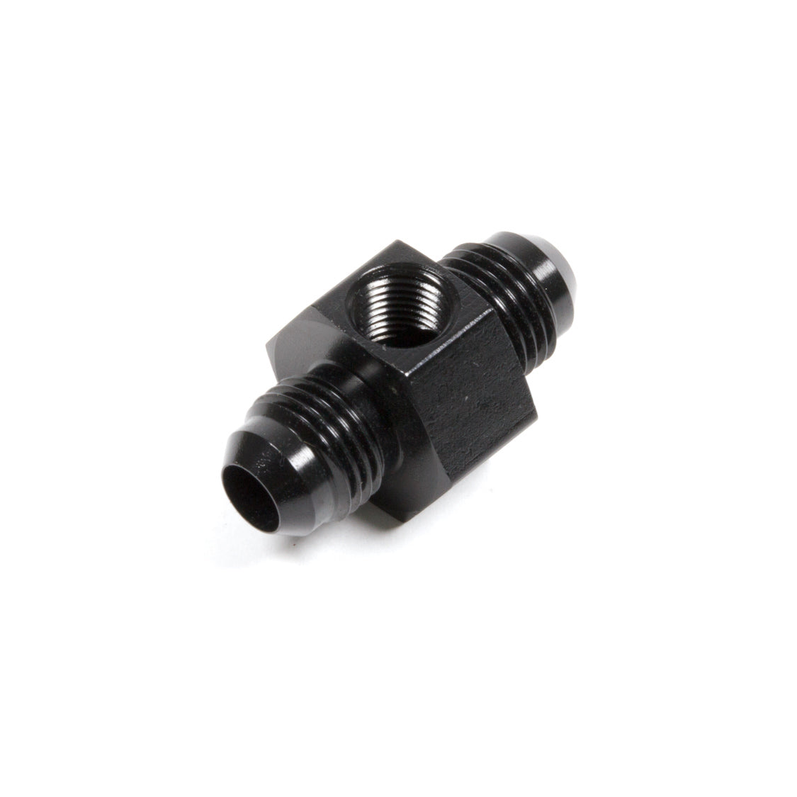 Aeroquip Black Aluminum -06 AN In-Line Fuel Pressure Adapter - 1/8" NPT Fuel Pressure Line Output