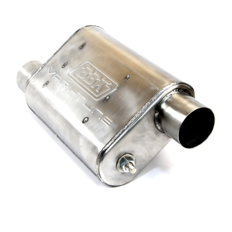 BBK Performance VariTune Muffler 3" Offset Inlet/Outlet 18 x 10 x 5" Oval Body 22" Long - Stainless