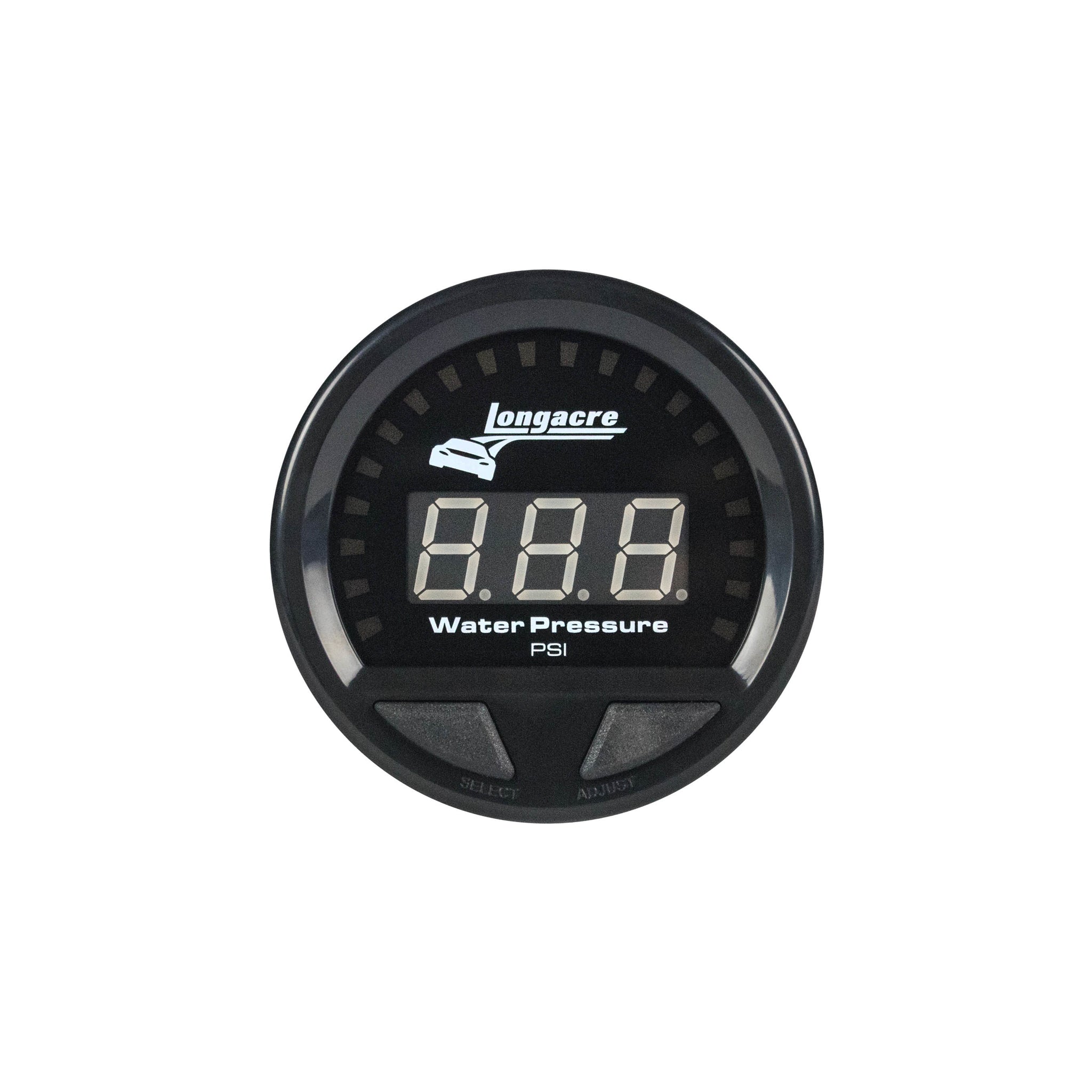 Longacre Waterproof LED Water Pressure Gauge - 0-60 PSI - Electric - LED - Warning Light - 2-5/8" Diameter - Black Face