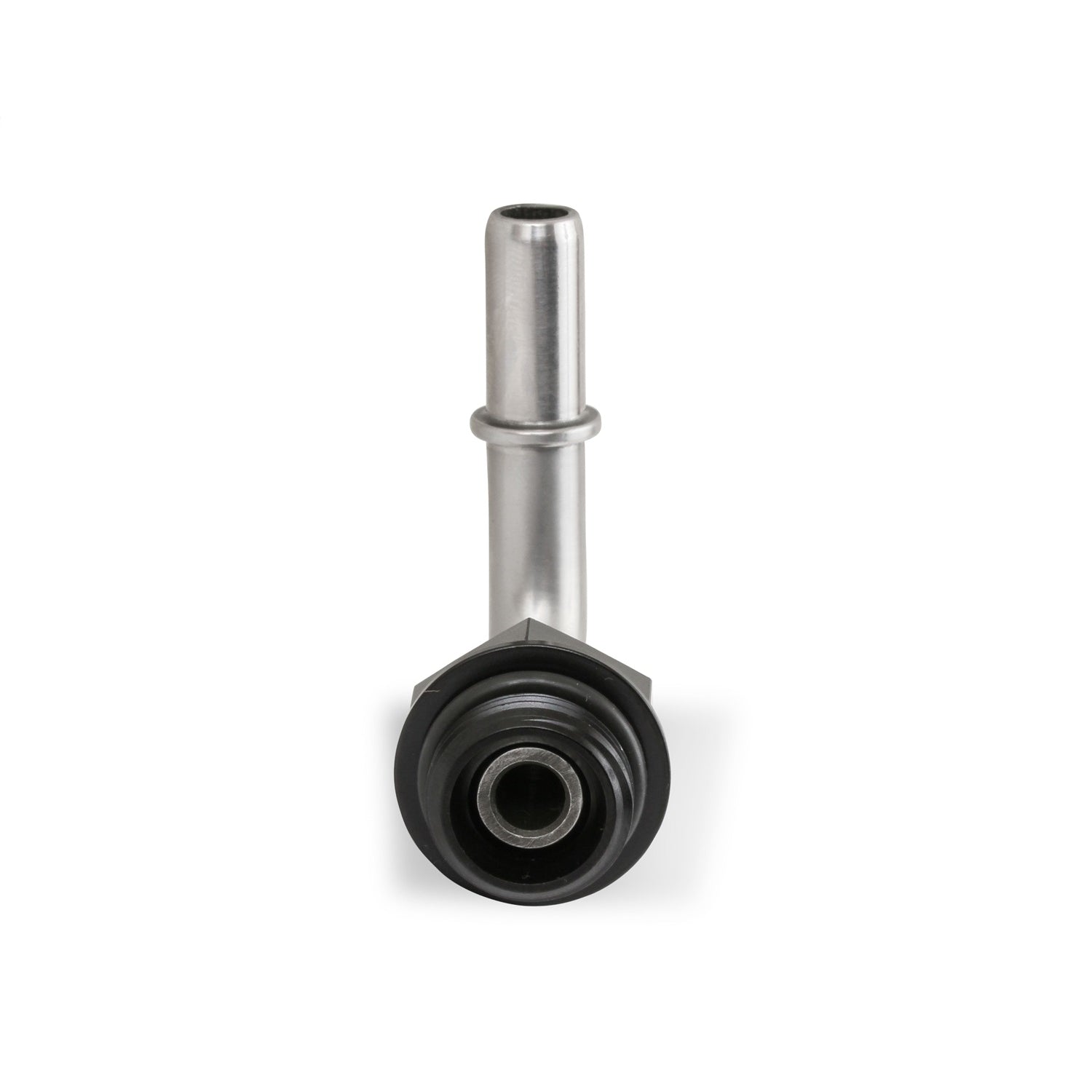 Earl's Fuel Line Adapter Fitting - 90 Degree - 5/16" SAE Male Quick Disconnect to 8 AN ORB - Stainless - Aluminum - Black