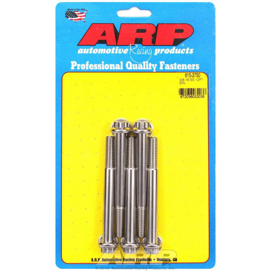 ARP 3/8-16" Thread Bolt 3-3/4" Long 7/16" 12 Point Head Stainless - Natural