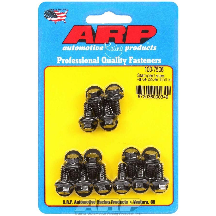 ARP Black Oxide Valve Cover Bolt Kit - For Stamped Steel Covers - 1/4"- 20 - .515" Under Head Length - Hex (14 Pieces)