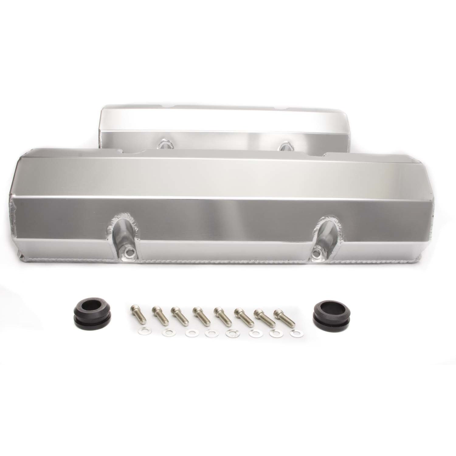Racing Power Tall Valve Cover - 3.5 in Height - Flat Top - Fabricated - Clear Anodized - Small Block Chevy R6147 - Pair
