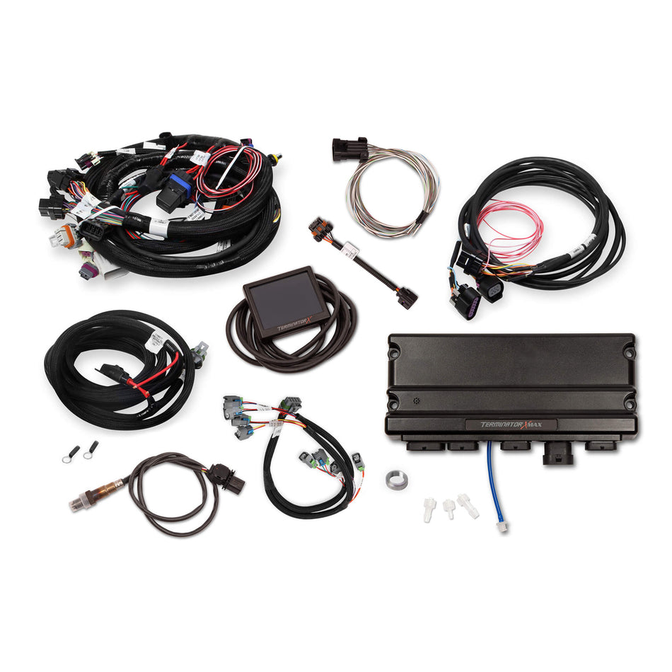 Holley EFI Terminator X Max Engine Control Module - 3.5" Touchscreen - Drive By Wire - Wiring Harness - 24x Reluctor Wheel - GM LS-Series