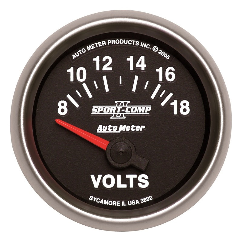 Auto Meter 2-1/16" Sport Comp II Voltmeter - Electric - 8-18 Volts