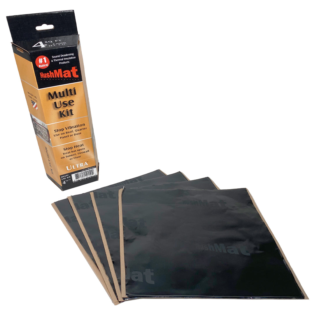 Hushmat Ultra Starter Kit Heat and Sound Barrier 12 x 12" Sheet 1/8" Thick Rubber - Black