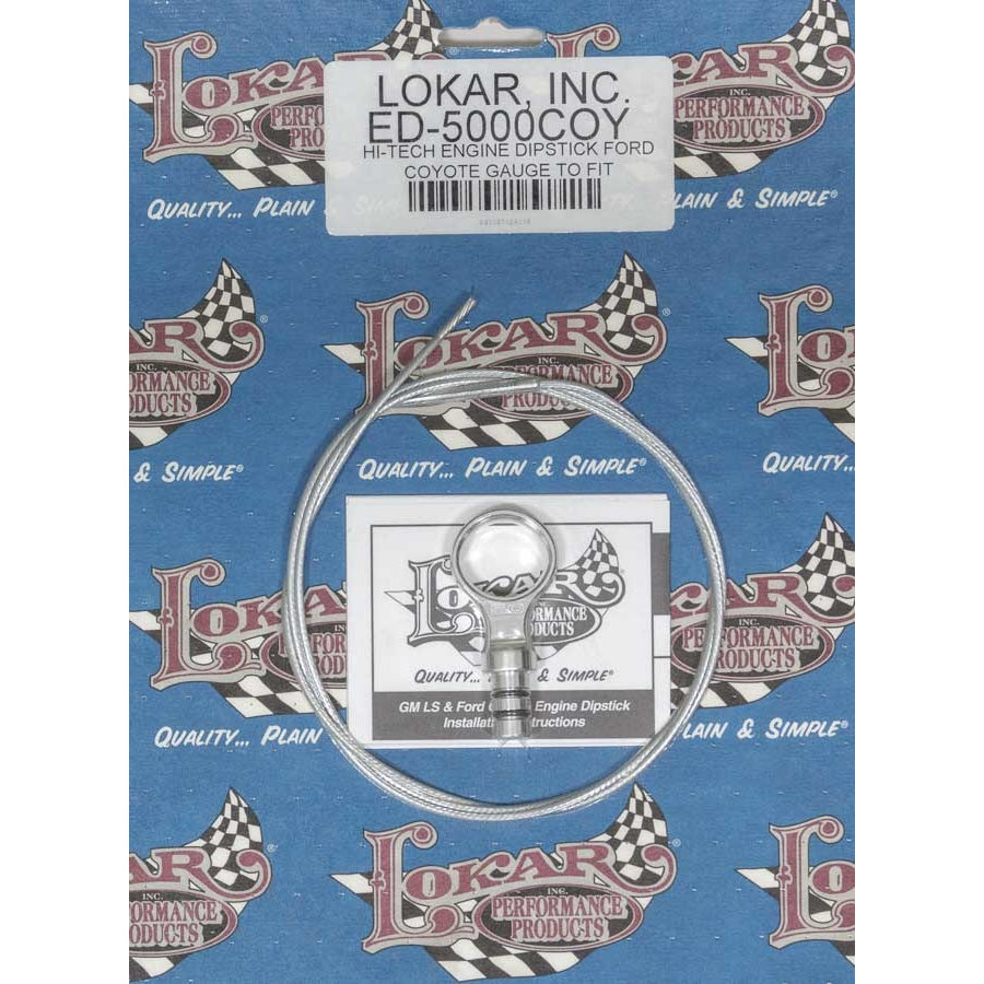 Lokar Braided Stainless Engine Oil Dipstick Aluminum Polished Ford Coyote - Each