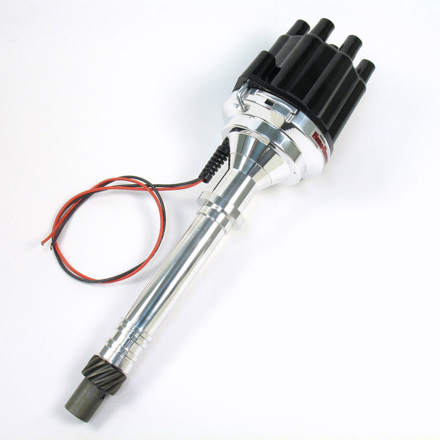 PerTronix Flame-Thrower Plug N Play Billet Distributor - Magnetic Pickup - Mechanical Advance - Socket Style - Black - Chevy V8