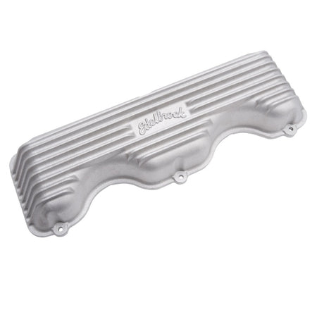 Edelbrock Classic Valve Covers Short Edelbrock Logo Aluminum - Natural