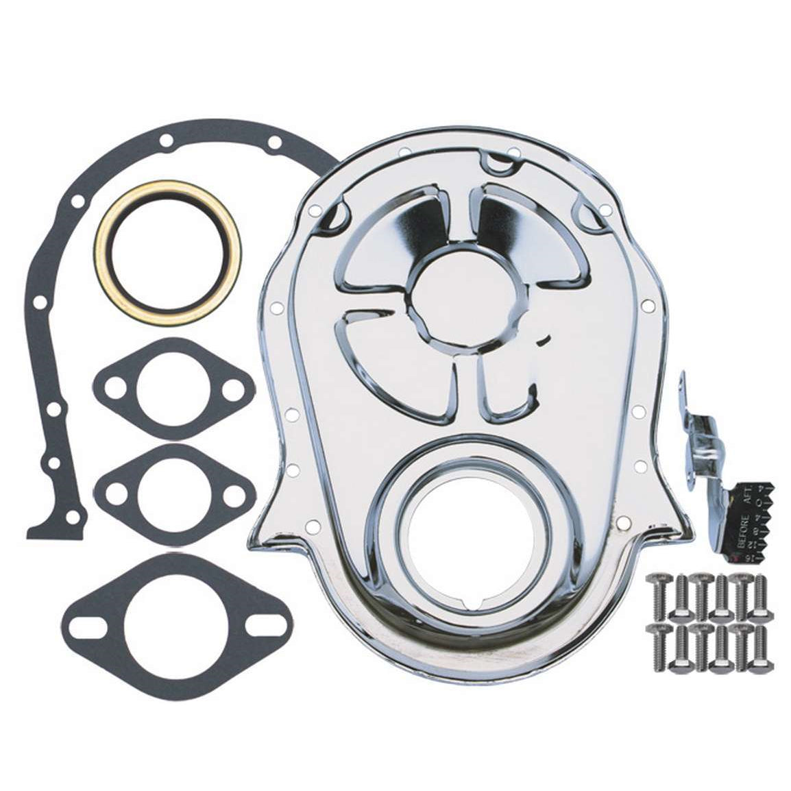 Trans-Dapt 1-Piece Timing Cover - Timing Tab - Chrome - Big Block Chevy 9001