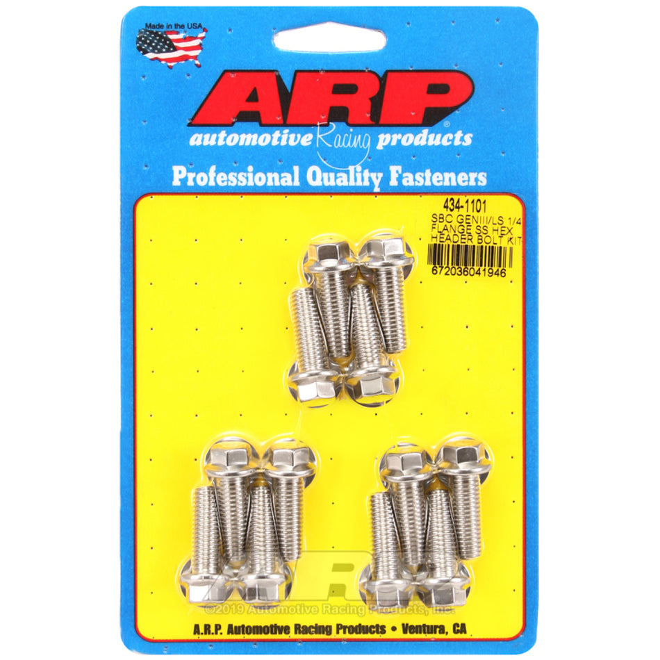 ARP Header Bolt - 8 mm x 1.25 Thread - 0.984 in Long - Hex Head - Polished - GM LS-Series - Set of 12