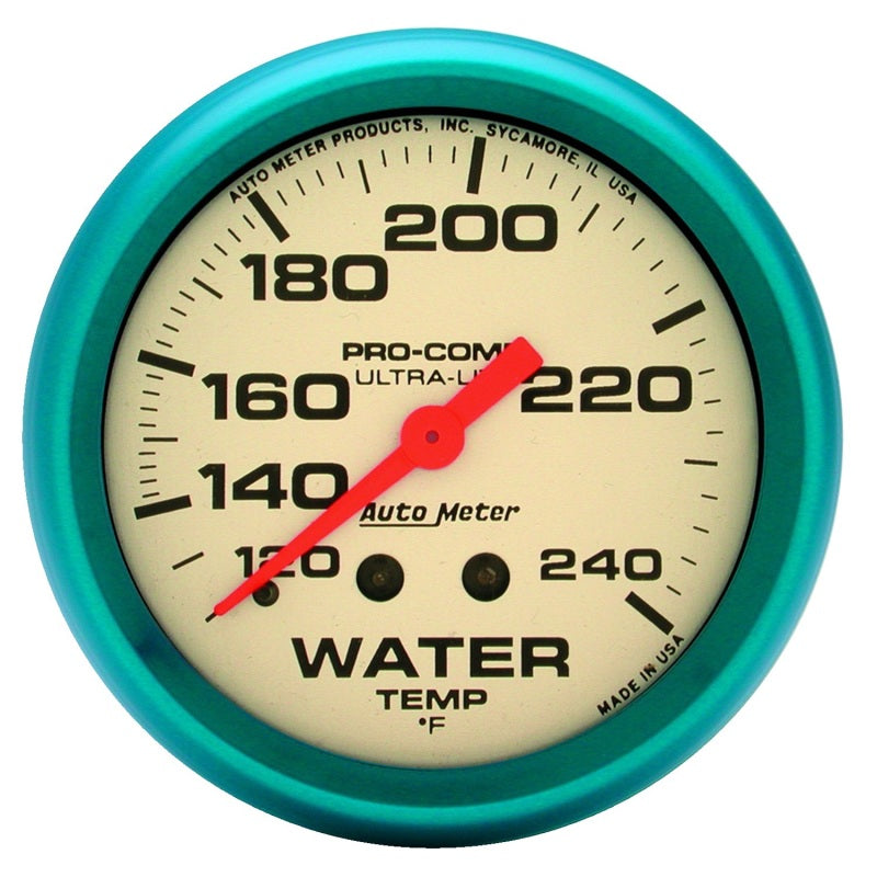 Auto Meter Ultra-Nite Water Temperature Gauge - 2-5/8" - 120-240