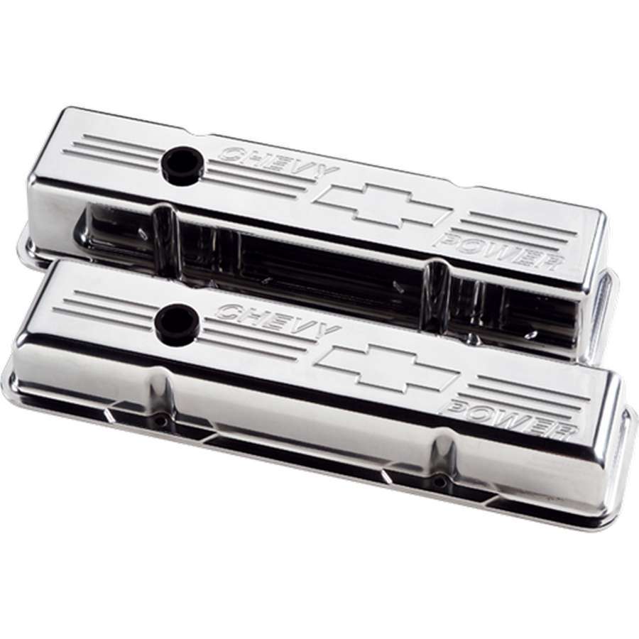 Billet Specialties Polished SB Chevy Tall Valve Covers - Chevy Power Logo - SB Chevy - (Set of 2)