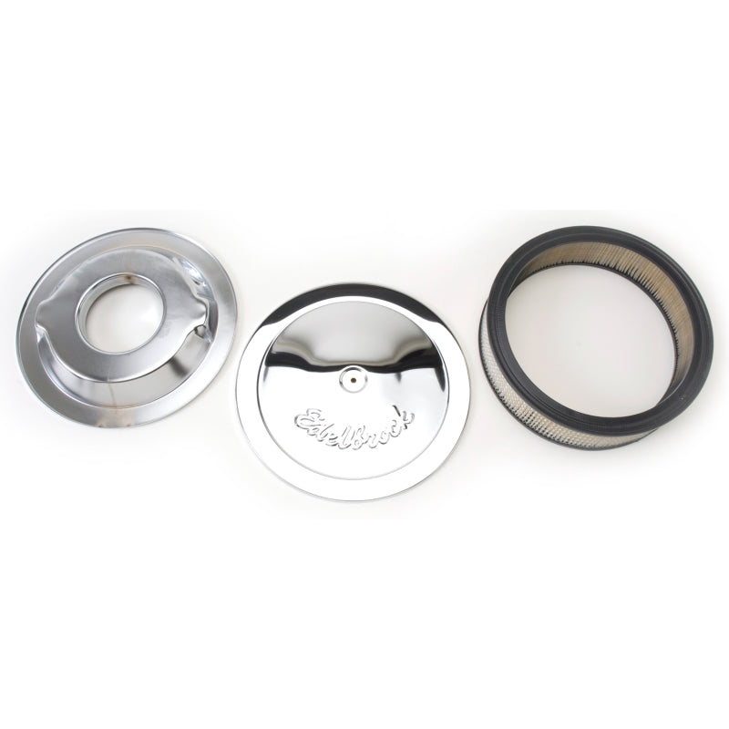 Edelbrock Chrome Air Cleaner - 14" Diameter w/ 3" Element - 3/8" Deeper Flange (3-3/4")