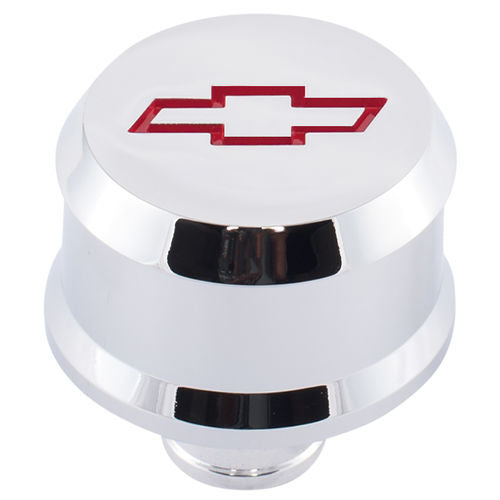 Proform Push-In Slant-Edge Breather - 1-1/4 in Hole - Recessed Red Bowtie Logo - Chrome