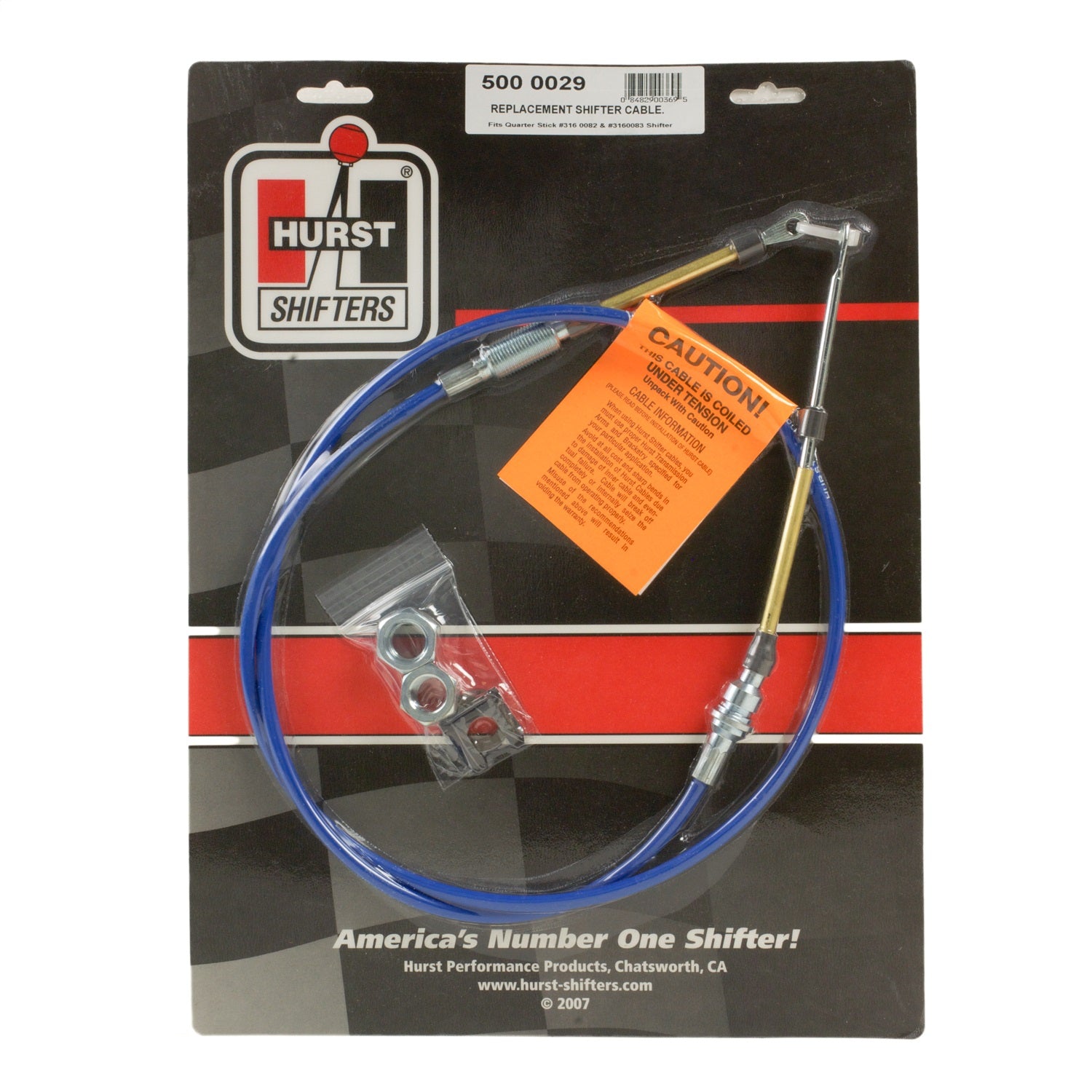 Hurst Shifter Cable - 5 ft Long - Stainless Cable - Plastic Liner - Blue - Hurst Quarter Stick