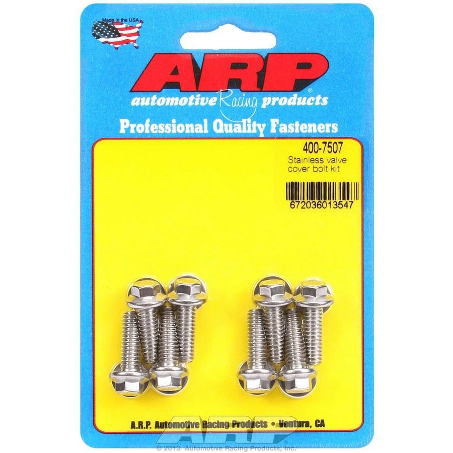 ARP Stainless Steel Valve Cover Bolt Kit - For Cast Aluminum Covers - 1/4"-20 - .812" Under Head Length - Hex (8 Pieces)