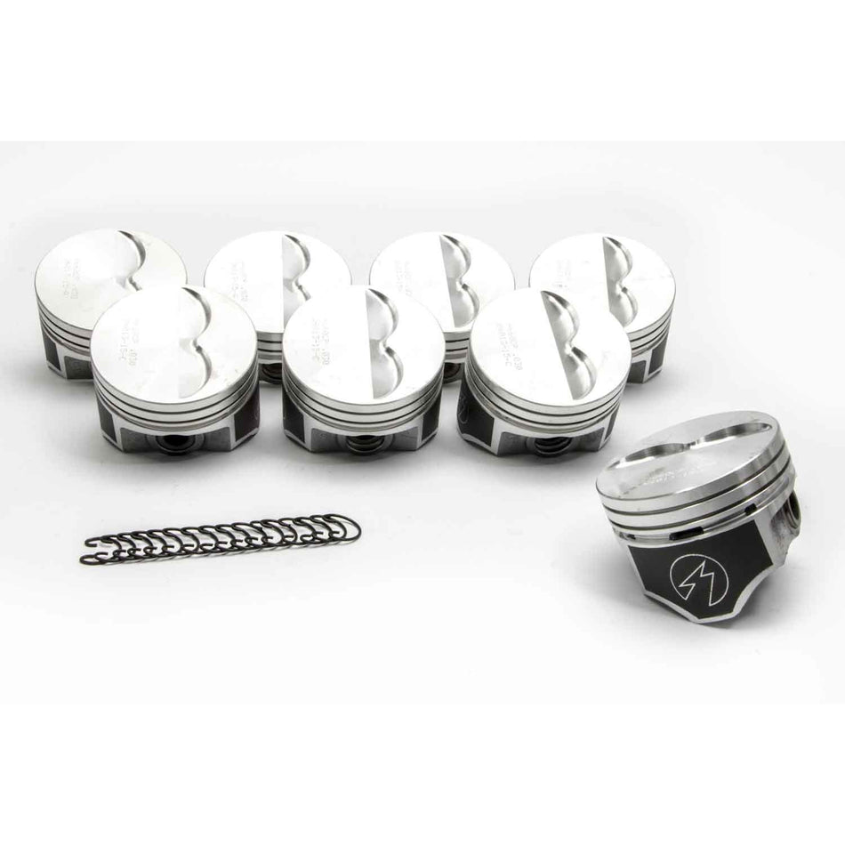 Speed Pro Hypereutectic Piston - 4.030 in Bore - 5/64 x 5/64 x 3/16 in Ring Grooves - Minus 4.00 cc - Coated Skirt - Small Block Chevy - Set of 8