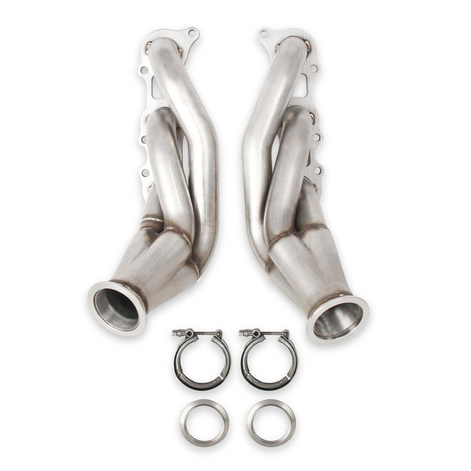 Flowtech Coyote Turbo Headers - 1-5/8" Primary - 2-1/2" Collector - Up and Forward - Stainless - Ford Coyote
