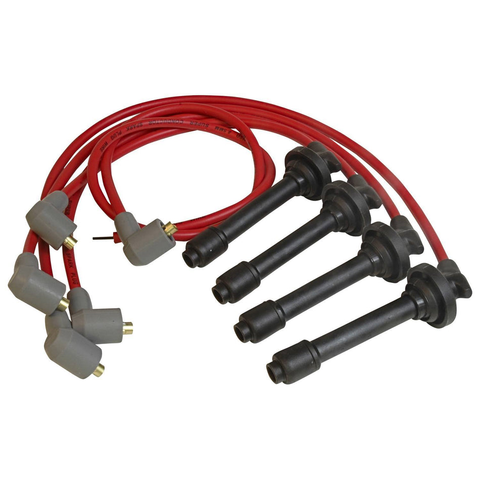MSD Super Conductor Spiral Core 8.5 mm Spark Plug Wire Set - Red - Factory Style Boots / Terminals - Honda B-Series 32349