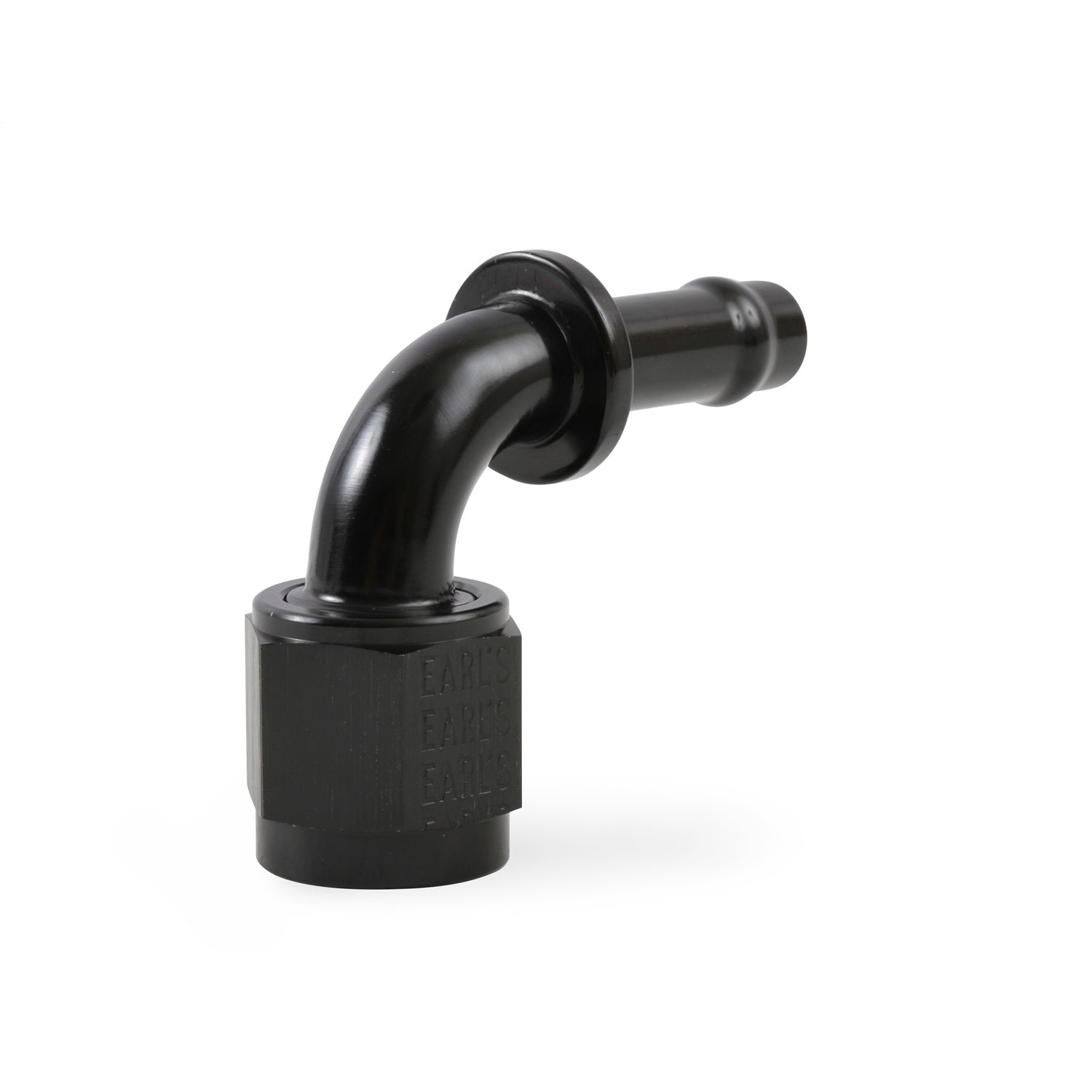 Earl's 90 Degree Hose End - 6 AN Female to 5/16" Barb - Aluminum - Black