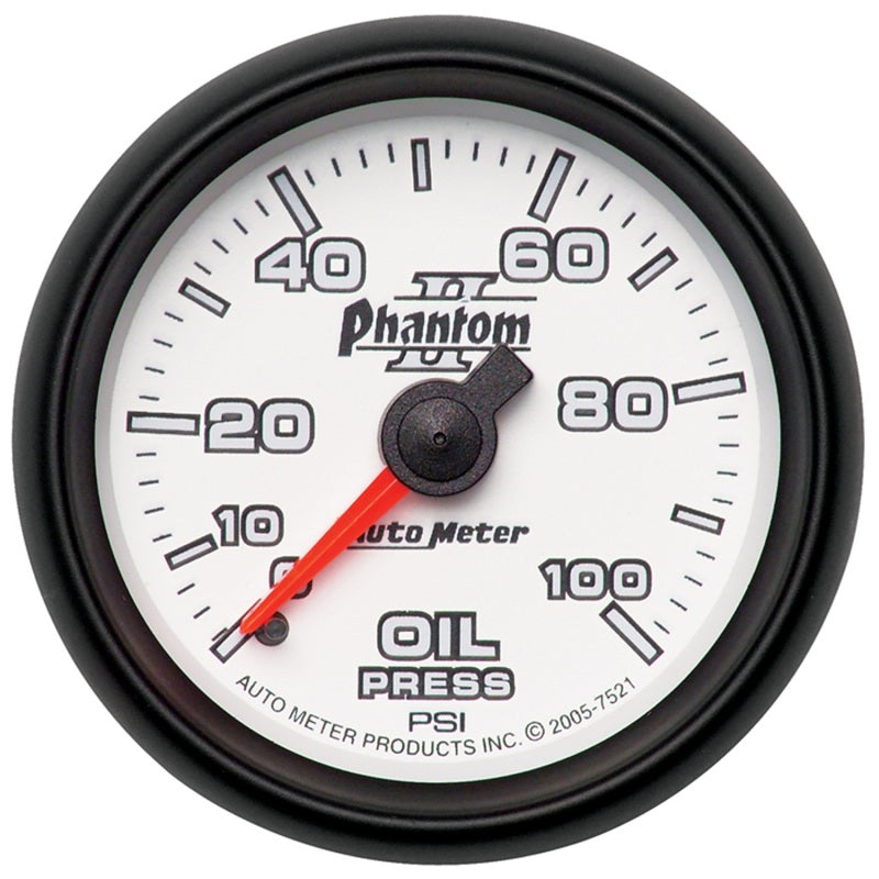 Auto Meter 2-1/16" Phantom II Oil Pressure Gauge - 0-100 PSI