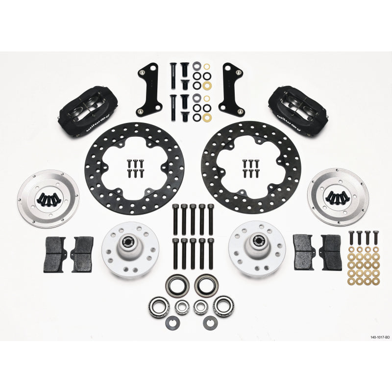Wilwood Forged Dynalite Front Drag Brake Kit - Black Anodized Caliper - Drilled Rotor - GM