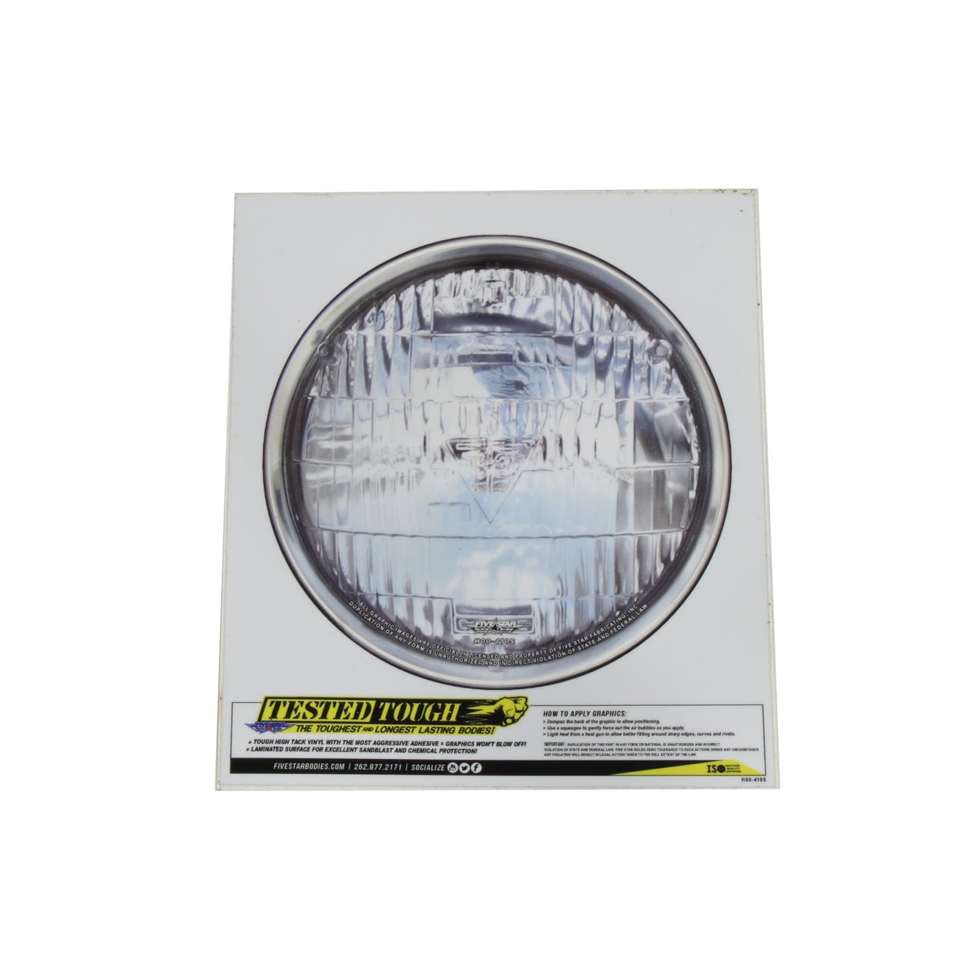 Five Star Headlight Decal - T-3 Style - Small: 6.00" Diameter