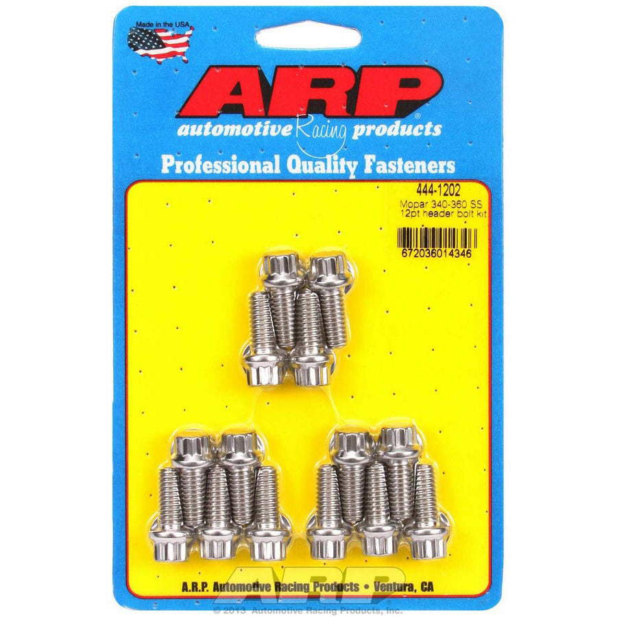 ARP Header Bolt - 5/16-18 in Thread - 0.75 in Long - 12 Point Head - Polished - Mopar V8 - Set of 14