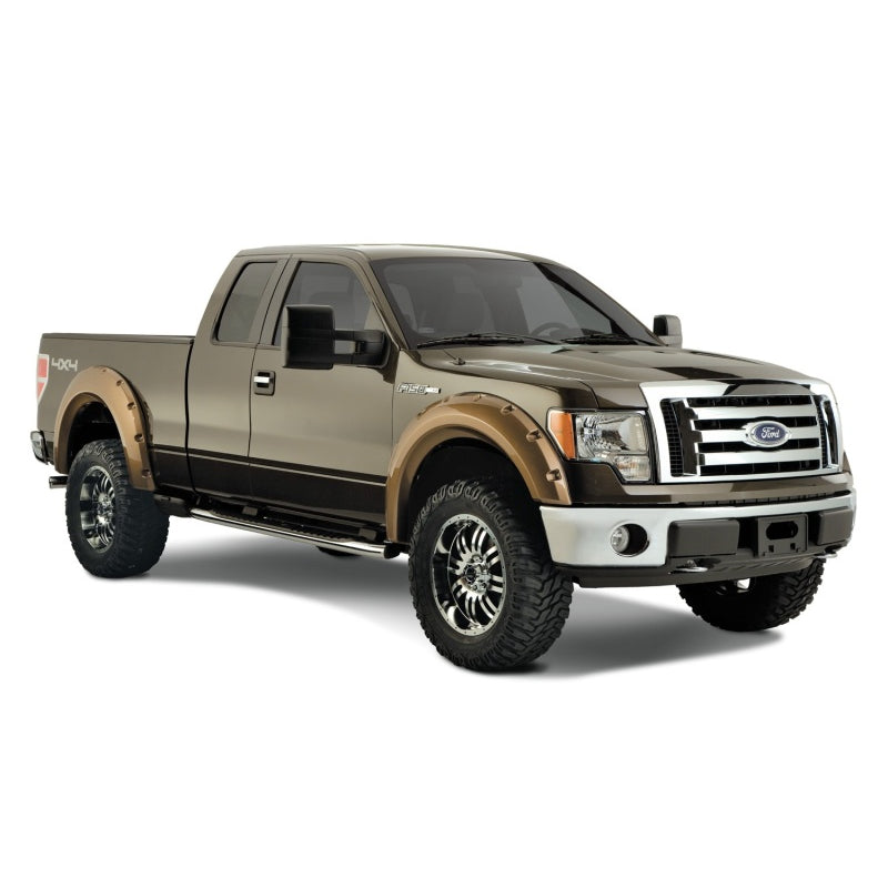 Bushwacker Pocket Style Front / Rear Fender Flare - 2.38 in Wide Front - 2 in Wide Rear - Black - Ford Fullsize Truck 2009-14