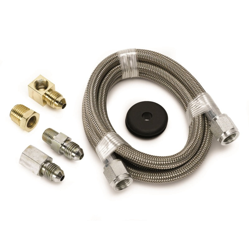 Auto Meter Braided Stainless Steel Line Kit - 4 Ft. #4 - 3/16" I.D. Fittings