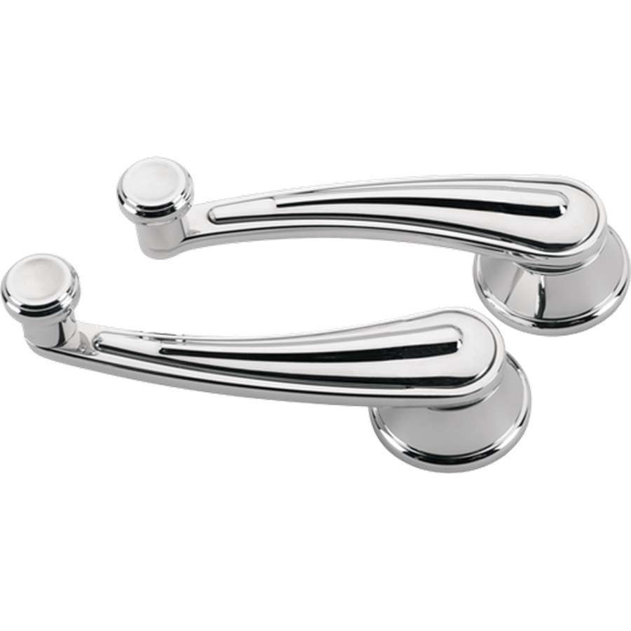 Billet Specialties Rail Style Window Cranks - Polished - 1/2 in. Round Spline - (Set of 2)