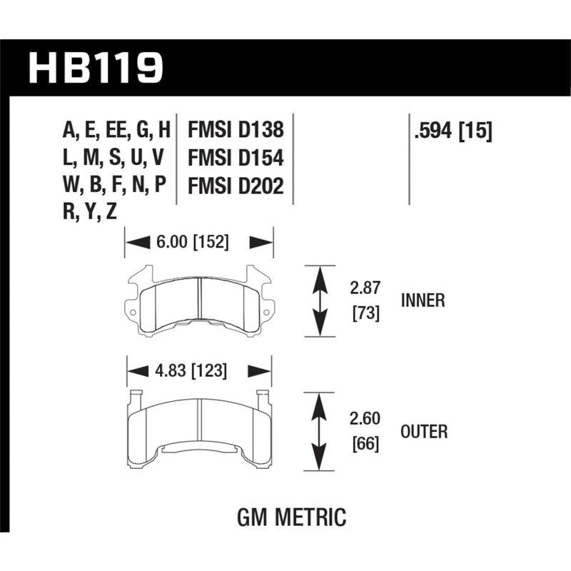 Hawk Performance HP Plus Brake Pads - Fits Metric GM