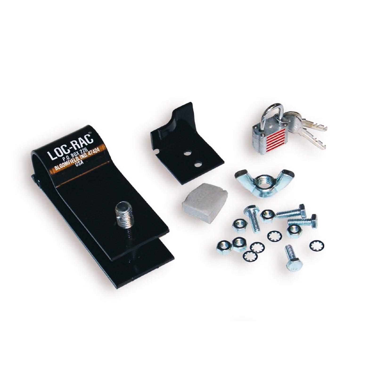 Hi-Lift Loc-Rac Floor Jack Mount - Universal Mount - 2 Piece - Hardware/Padlock - Steel - Black Powder Coat - Hi-Lift Jacks