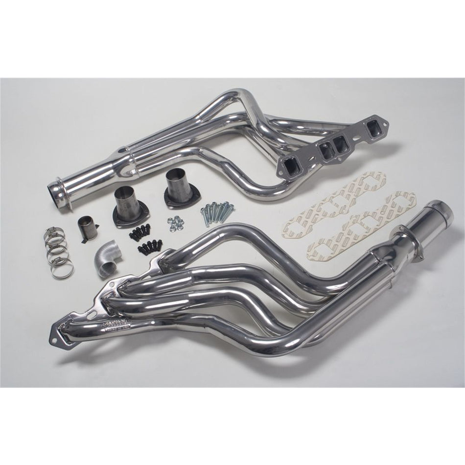 Hedman Street Long Headers - 1-3/4 in Primary - 3 in Collector - Silver Ceramic - GM G-Body 1968-76 (Pair)