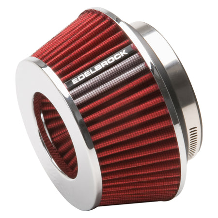 Edelbrock Pro-Flo Air Filter Element Conical 6-1/8" Base - 4-3/4" Top Diameter - 3-3/4" Tall - Chrome/Red