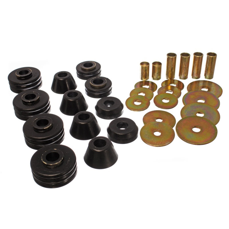 Energy Suspension Hyper-Flex Body Mount Bushing - Black / Cadmium - GM Fullsize Truck 1973-80 3-4109G