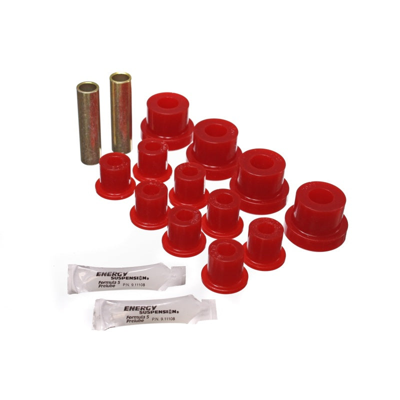 Energy Suspension Hyper-Flex Front Leaf Spring Bushing Kit - Red/Cadmium - Jeep CJ 1976-86